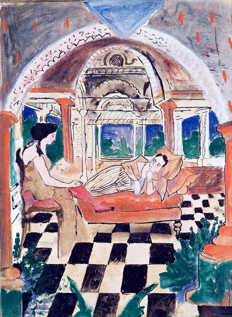 Apollinaire a jeho múza (wc und kvaš na papíře) od Max Jacob