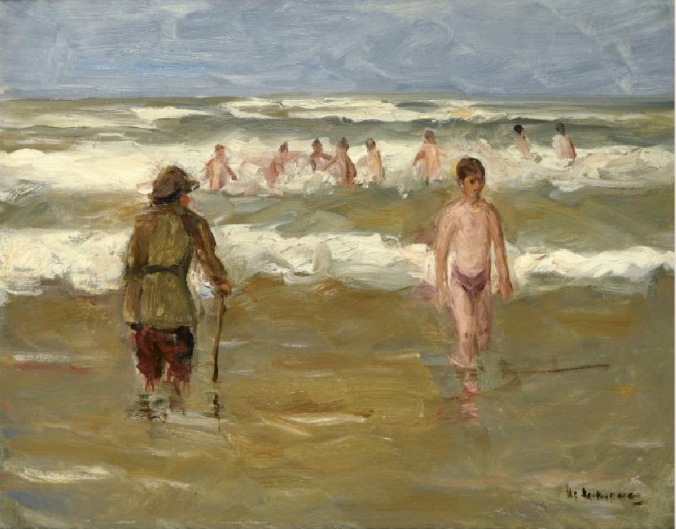 Koupání chlapců s plavčíky od Max Liebermann