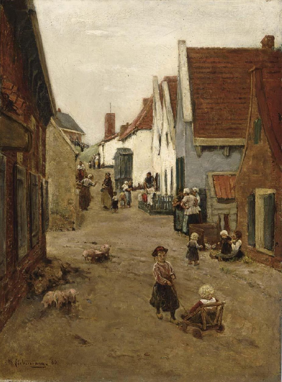 Holandská vesnická ulice od Max Liebermann