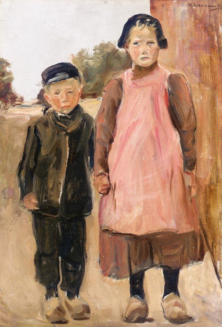Chlapec a dívka na vesnické ulici od Max Liebermann