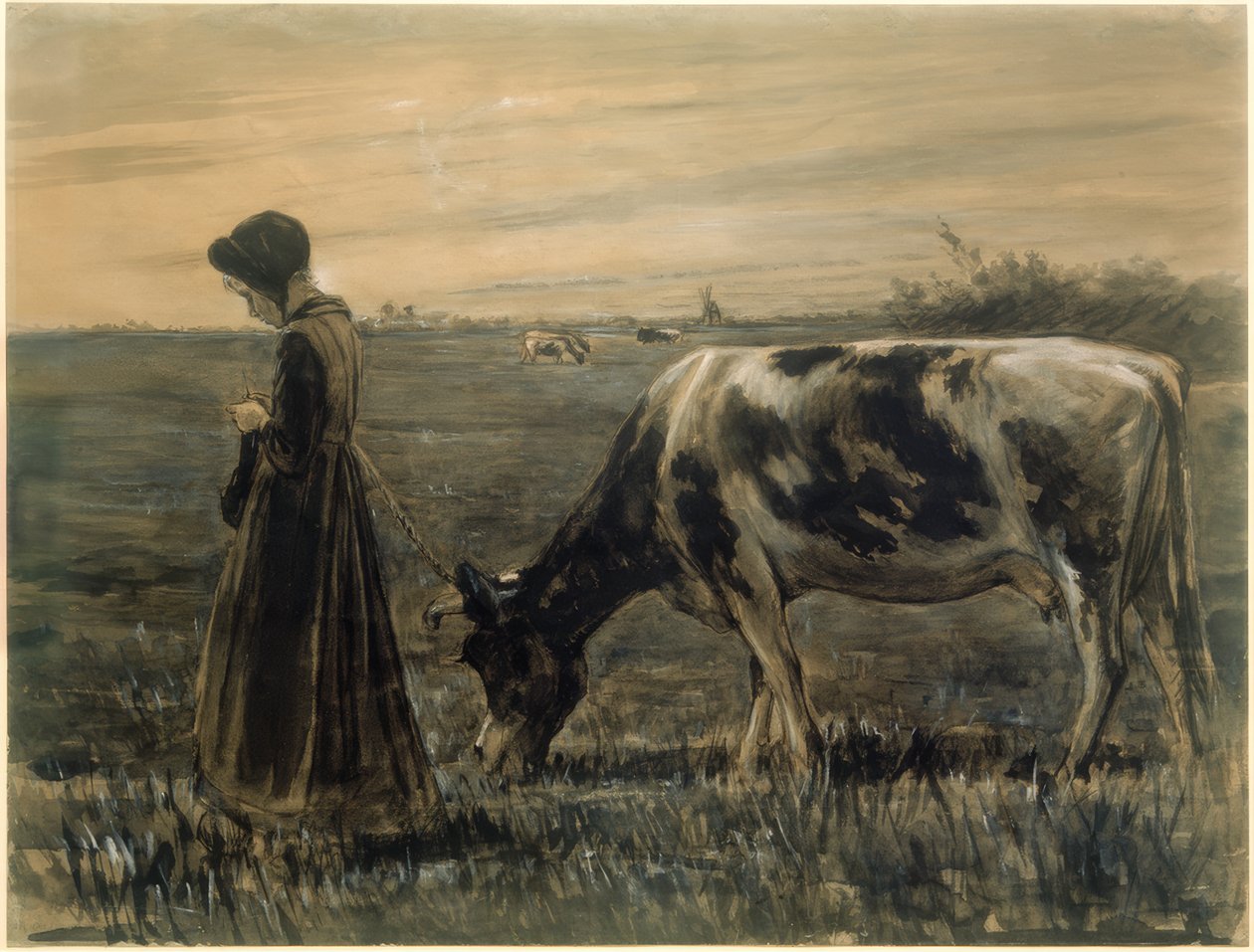 Dívka s krávou od Max Liebermann