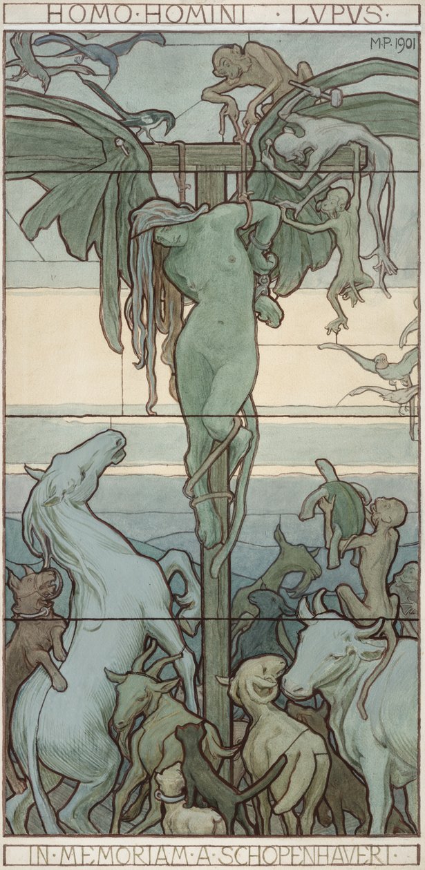 Homo homini lupus, 1901 od Max Pirner