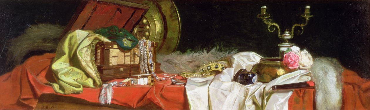 Panel nad dveřmi zobrazující A Ladys Treasures, (viz 204439) od Max Thedy