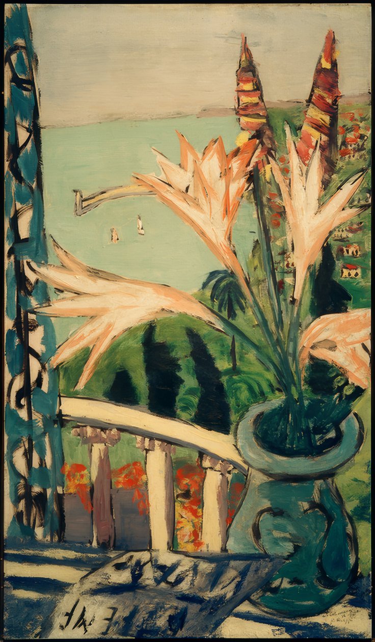 Pohled na Menton s květináčem od Max Beckmann