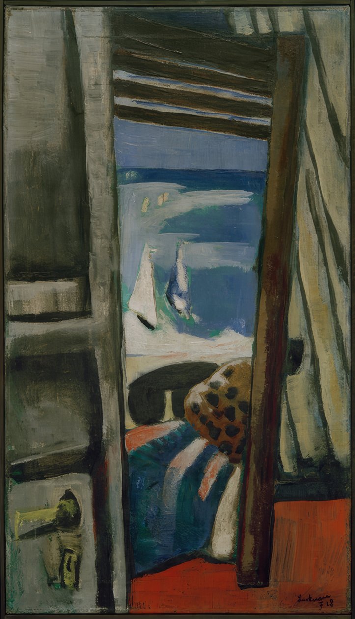 Pohled na moře, červená, šedá, modrá od Max Beckmann