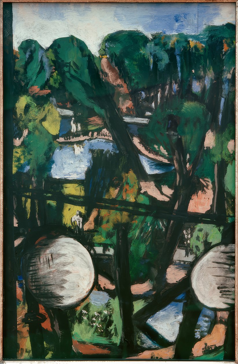Pohled na zoo s bílými koulemi (foto parku) od Max Beckmann