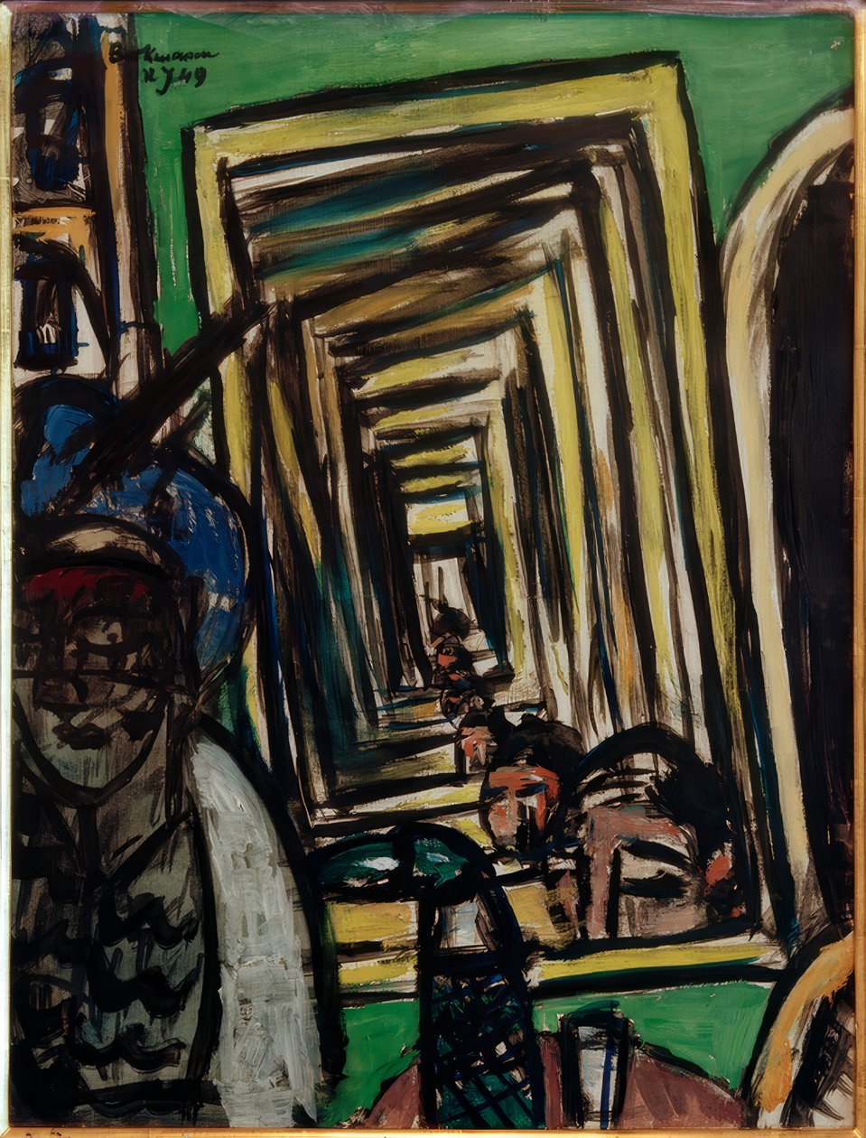 Interiér kavárny s herním zrcadlem od Max Beckmann