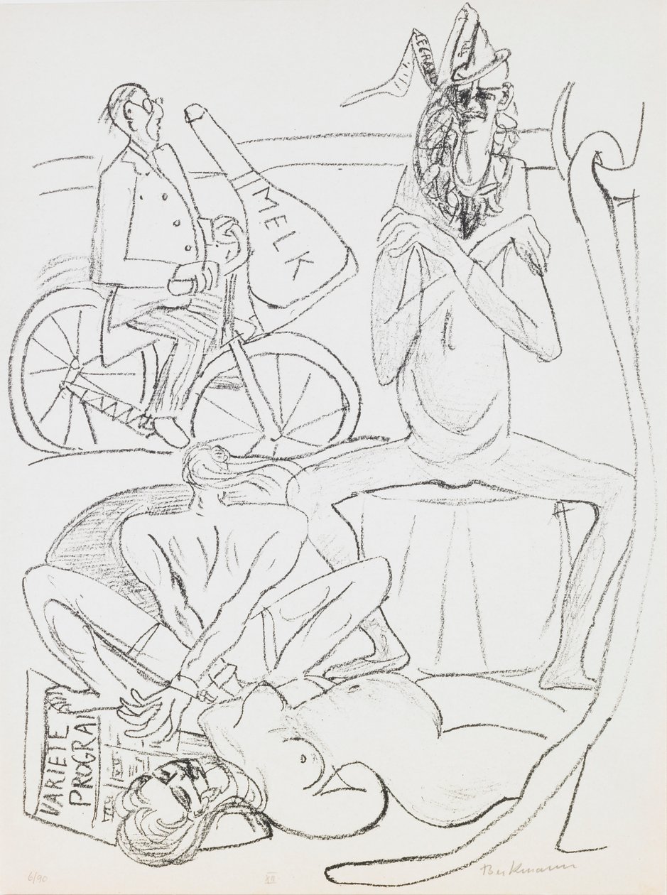 Cirkus, deska 12 z portfolia „Den a sen“ od Max Beckmann
