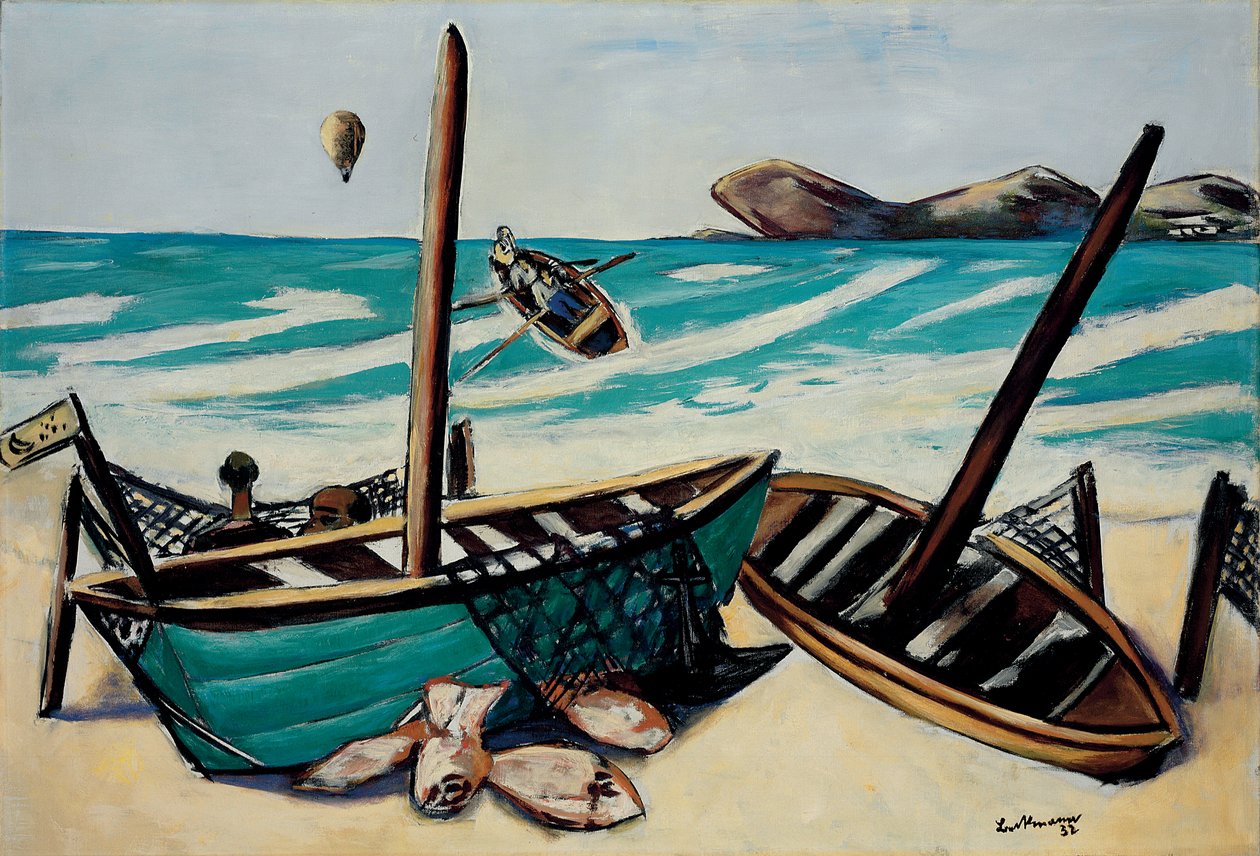 Pobřežní krajina s balónem od Max Beckmann