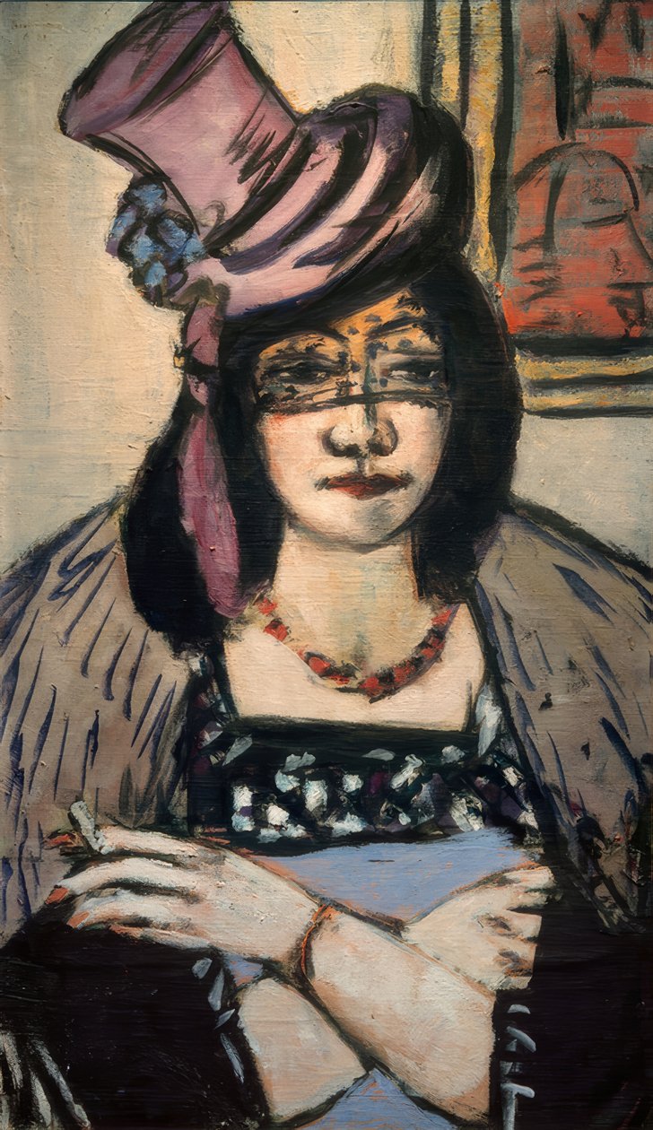 Dáma s kloboukem a závojem od Max Beckmann