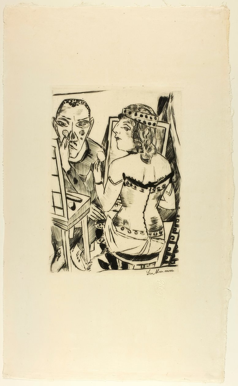 Šatna, talíř dva z Jahrmarktu od Max Beckmann