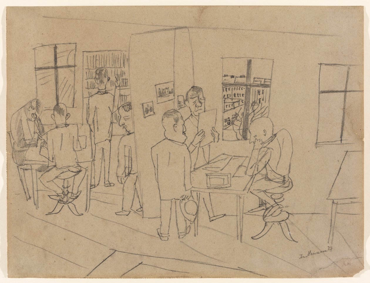 Redakční místnost od Max Beckmann