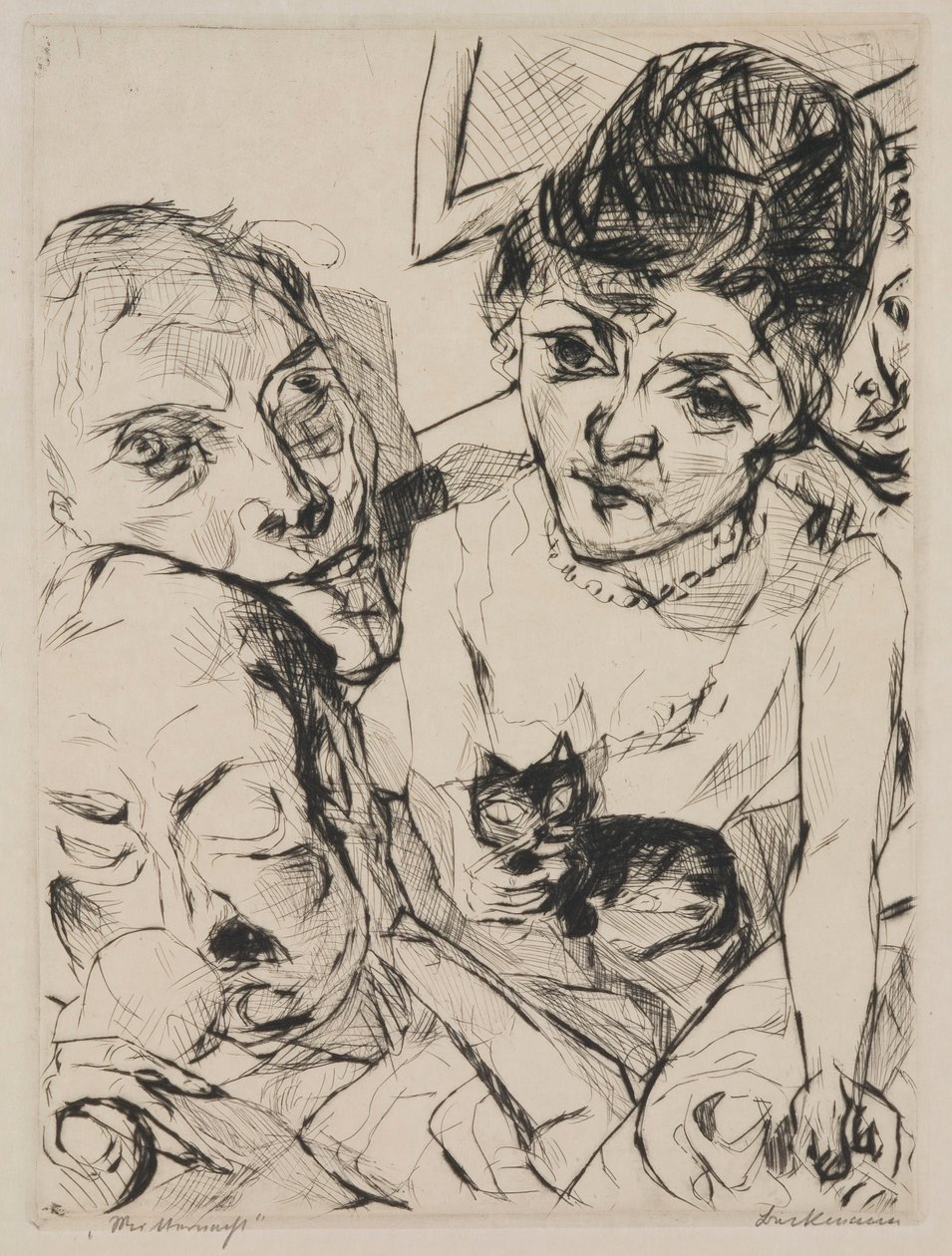 Večer (Autoportrét s Battenbergovými), deska 10 z portfolia „Tváře“ od Max Beckmann