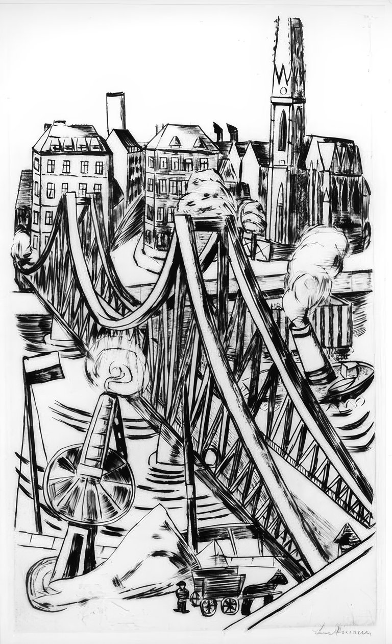 Velký most (Eiserne Steg ve Frankfurtu nad Mohanem) od Max Beckmann