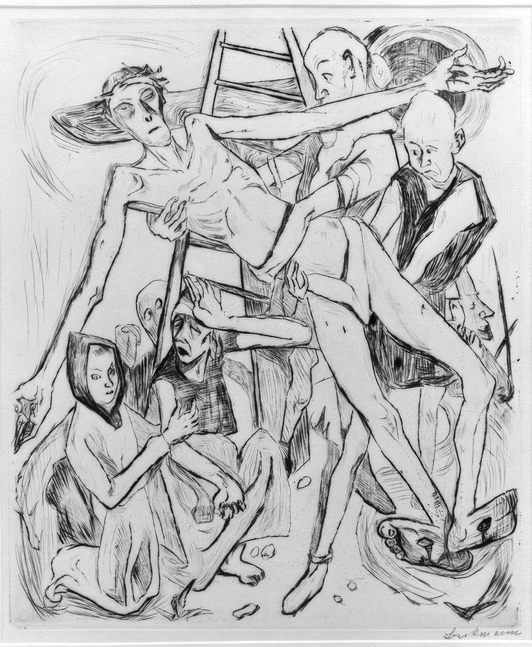 Poloviční akt s kočkou od Max Beckmann