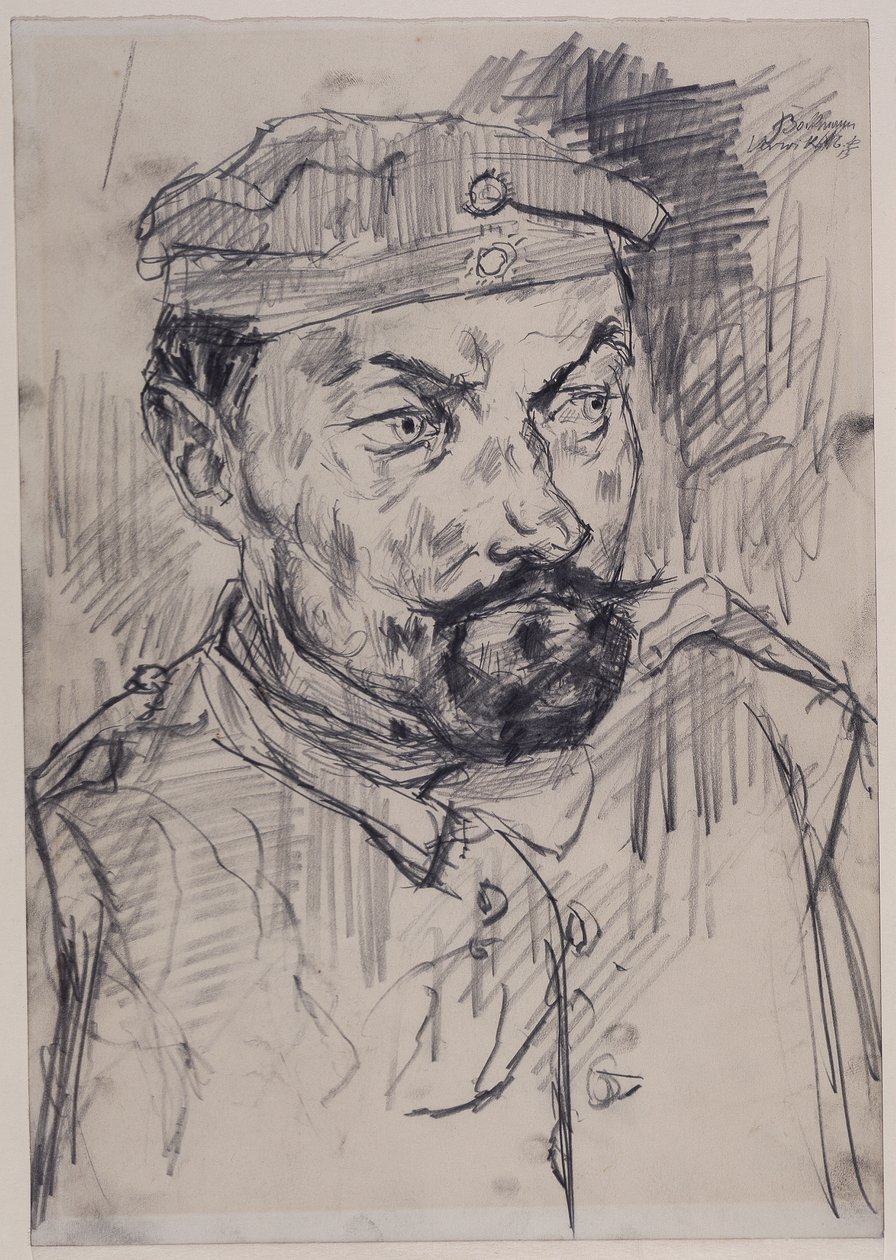 Člen domobrany Ernst Pflanz, portrét od hlavy po ramena od Max Beckmann