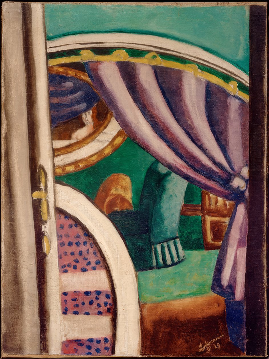Fialový interiér (zelené křeslo) od Max Beckmann