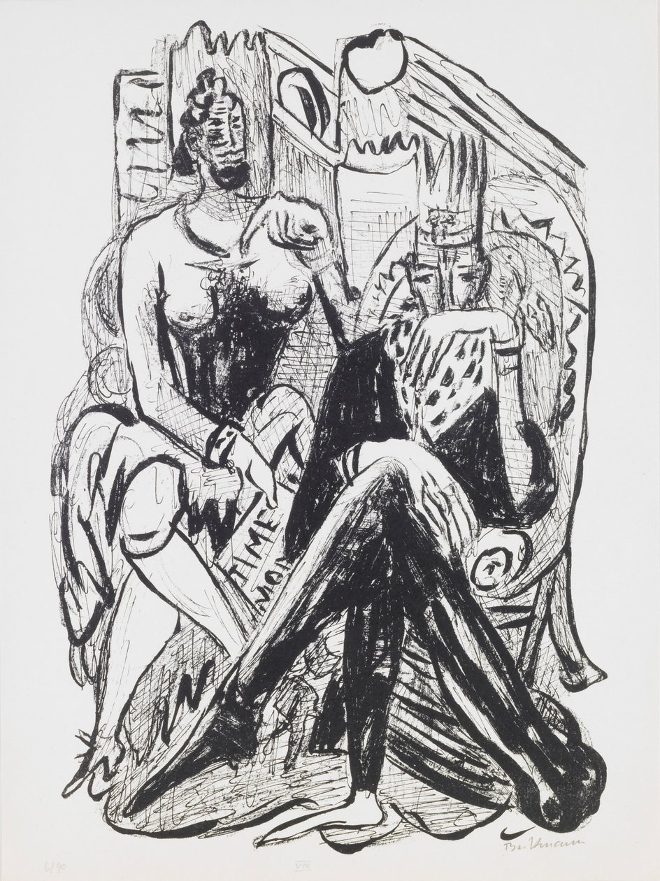 Král a demagog, deska 8 z portfolia „Den a sen“ od Max Beckmann
