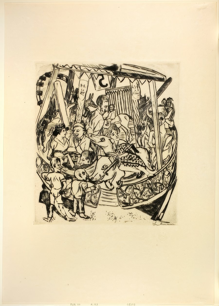 Veselý kolotoč, sedmý talíř z Jahrmarktu od Max Beckmann