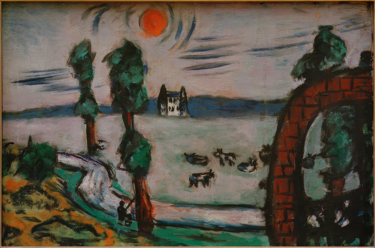 Zamlžená krajina s krávami od Max Beckmann