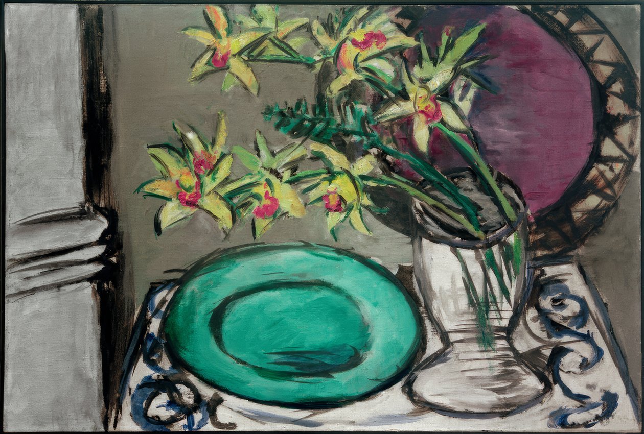 Orchideje - zátiší se zelenou miskou od Max Beckmann