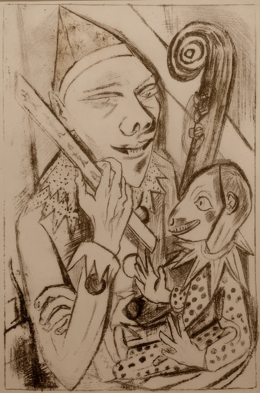 Pierrot s maskou od Max Beckmann