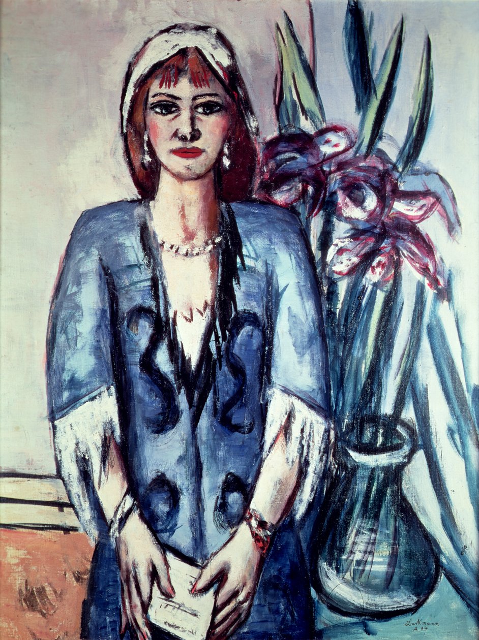 Quappi v modré a šedé od Max Beckmann