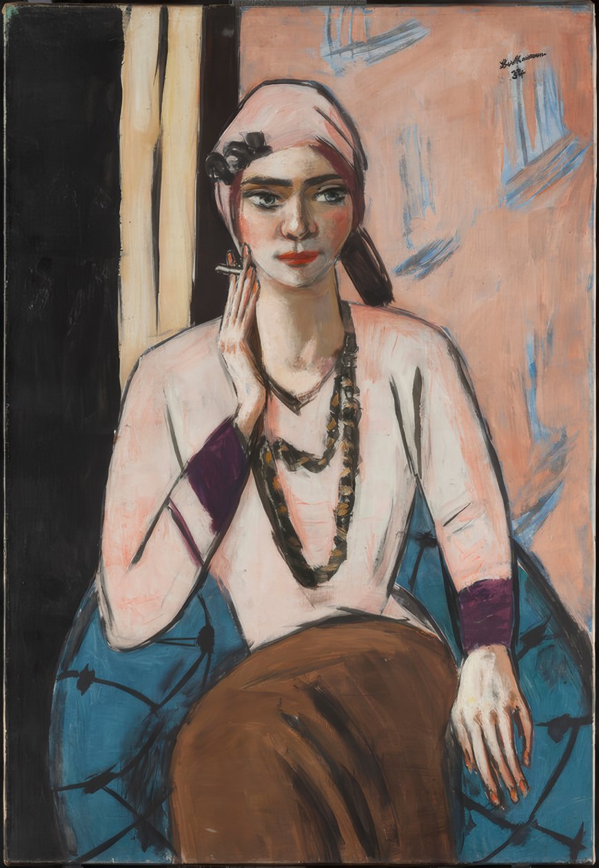 Quappi v růžovém svetru od Max Beckmann