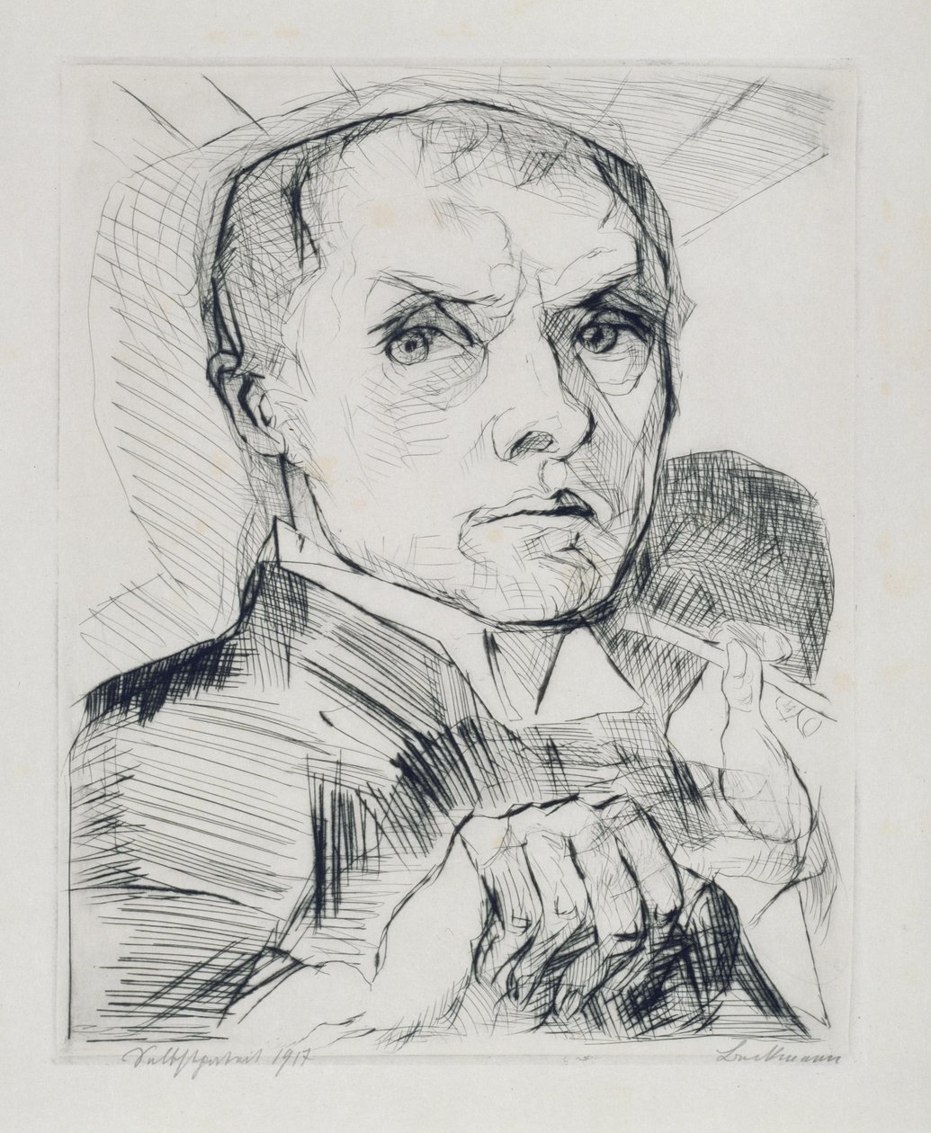 Autoportrét s rydlem (list 19 ze souboru „Tváře“) od Max Beckmann