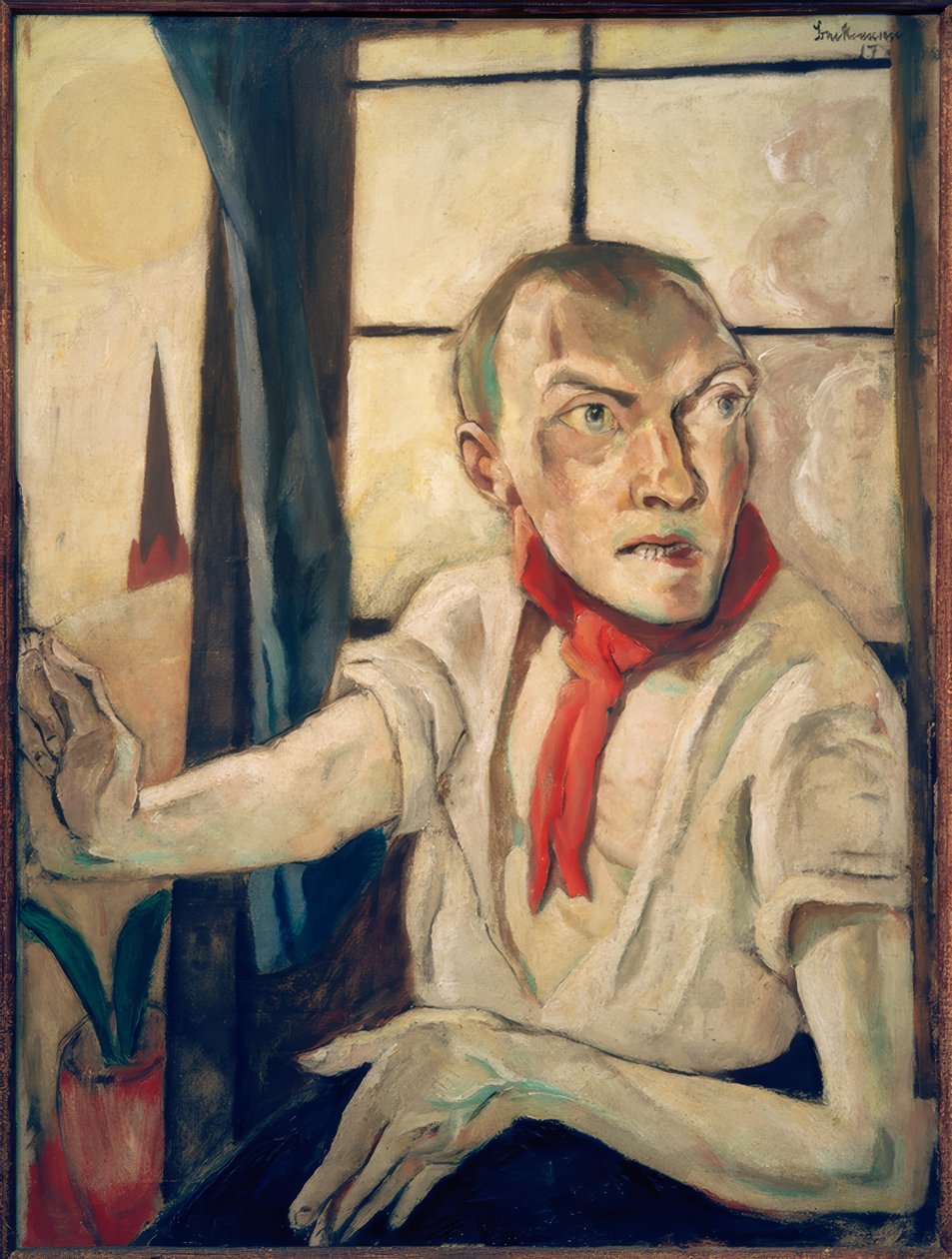 Autoportrét s červeným šátkem od Max Beckmann