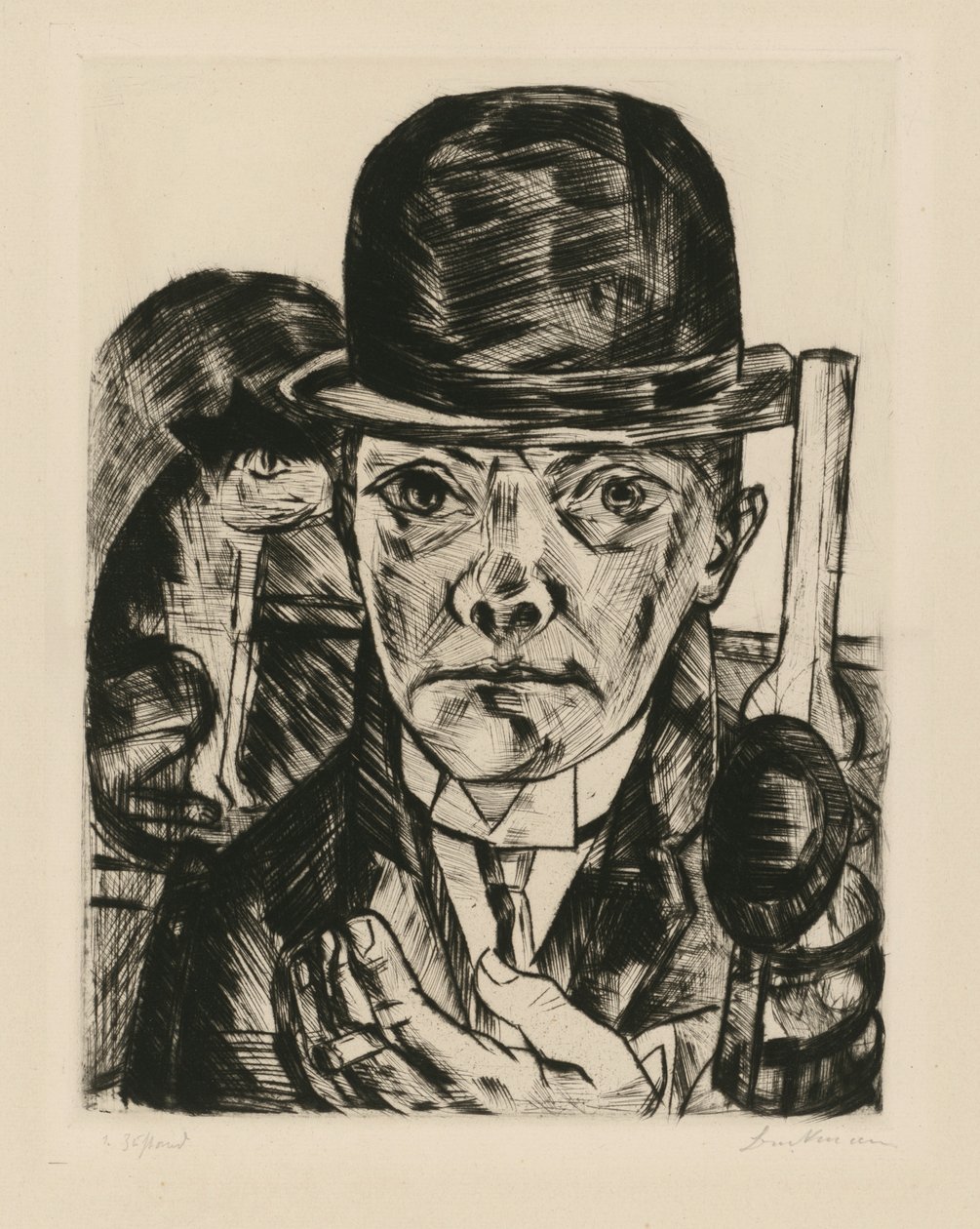 Autoportrét s tuhým kloboukem od Max Beckmann