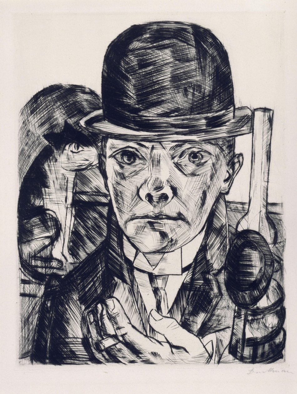 Autoportrét s tuhým kloboukem od Max Beckmann