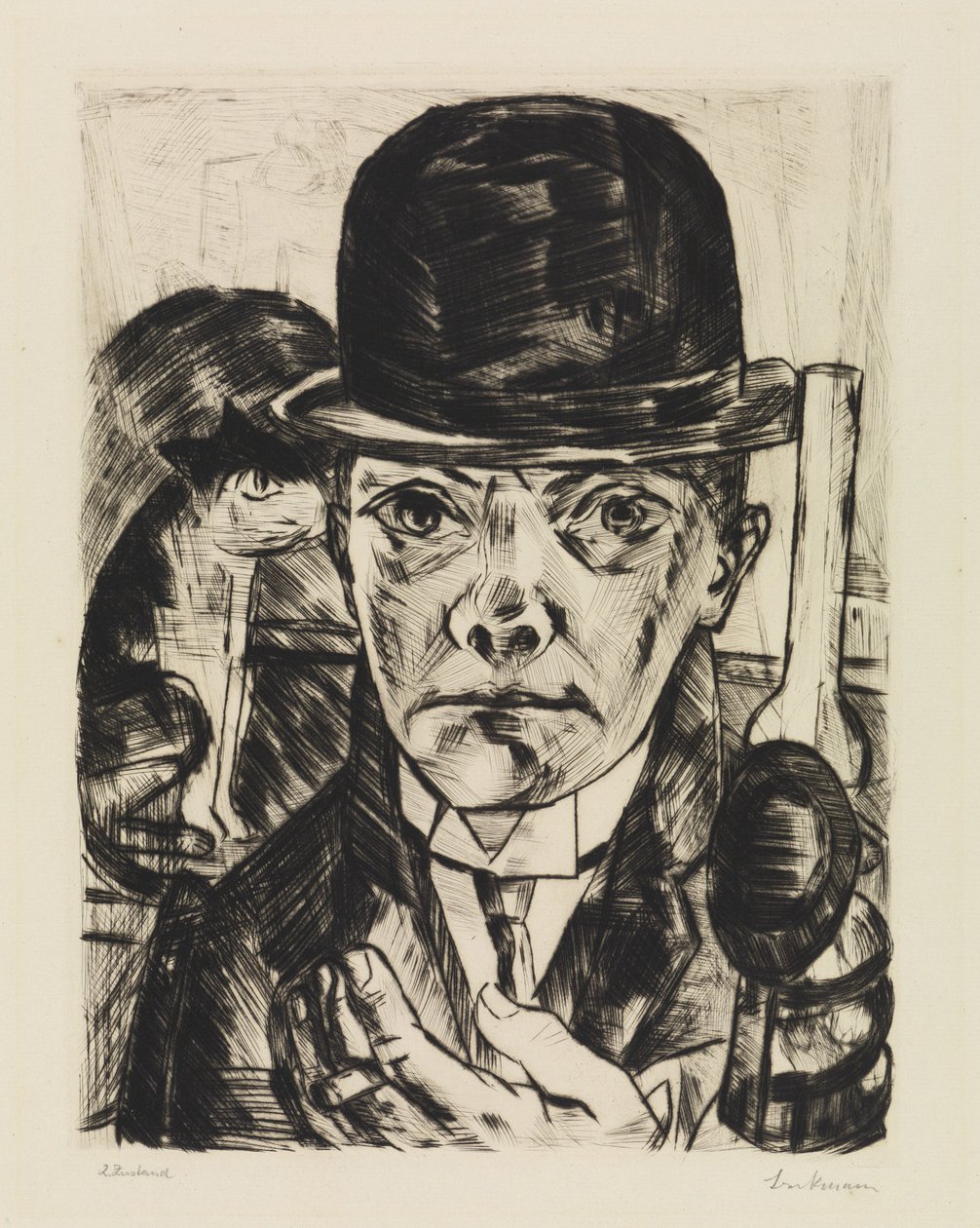 Autoportrét s tvrdým kloboukem od Max Beckmann