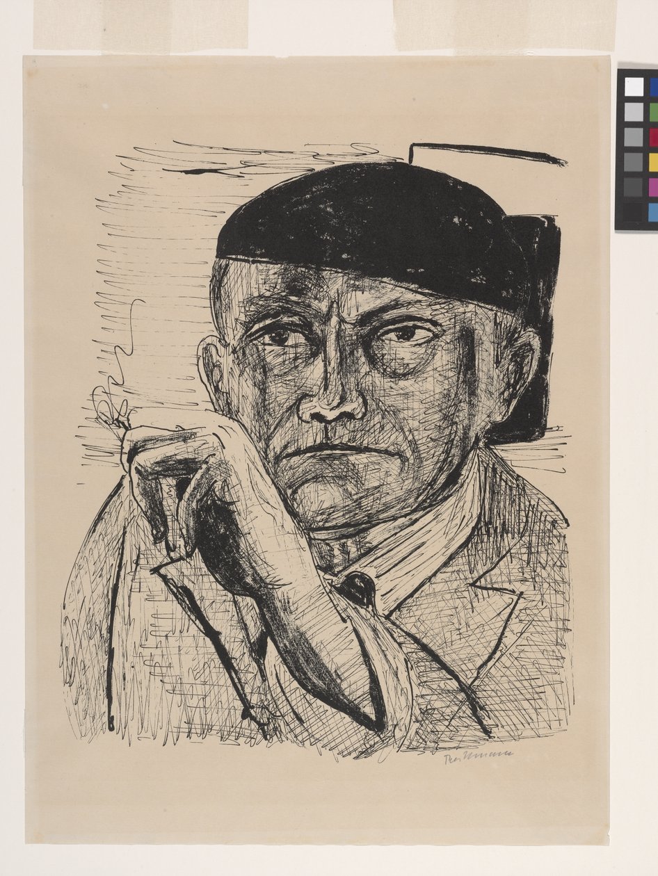 Autoportrét (Selbstbildnis) (litografie na bělavém smaltovaném velínovém papíře) od Max Beckmann