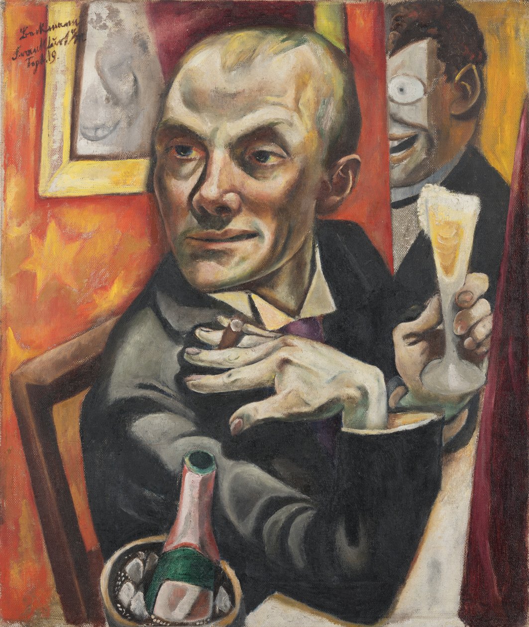 Autoportrét se sklenkou na šampaňské od Max Beckmann
