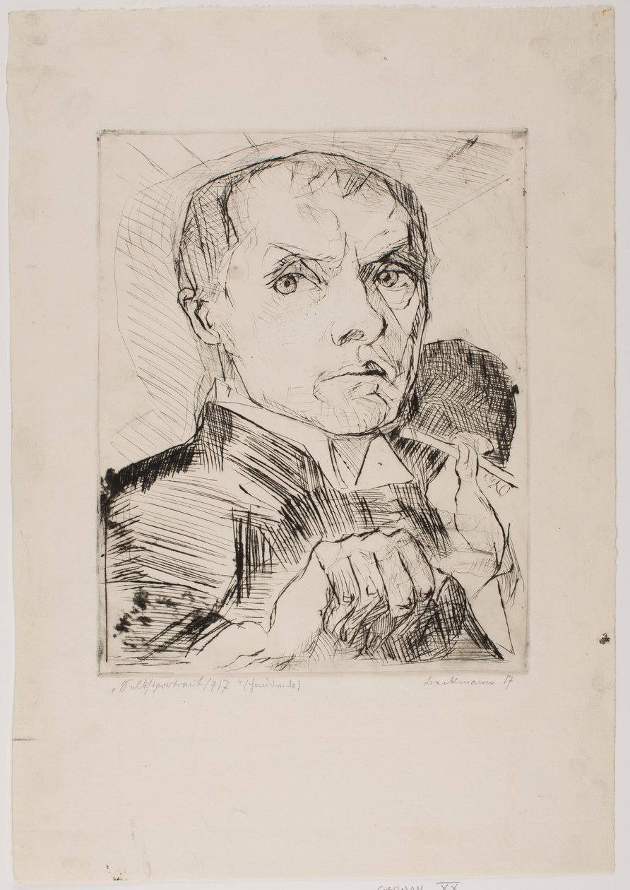 Autoportrét se stylusem, list 19 z "Tváří" od Max Beckmann