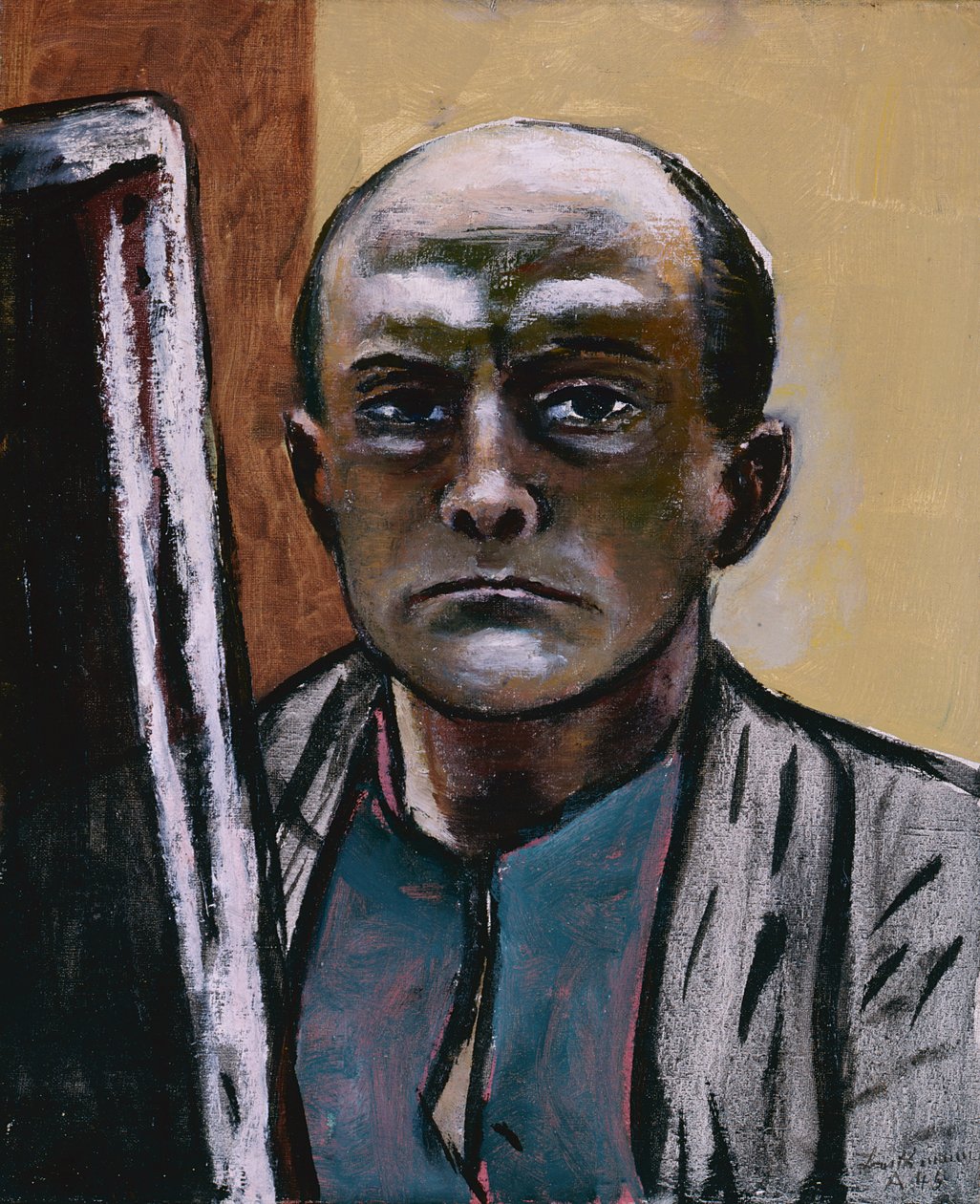 Autoportrét v olivové a hnědé od Max Beckmann