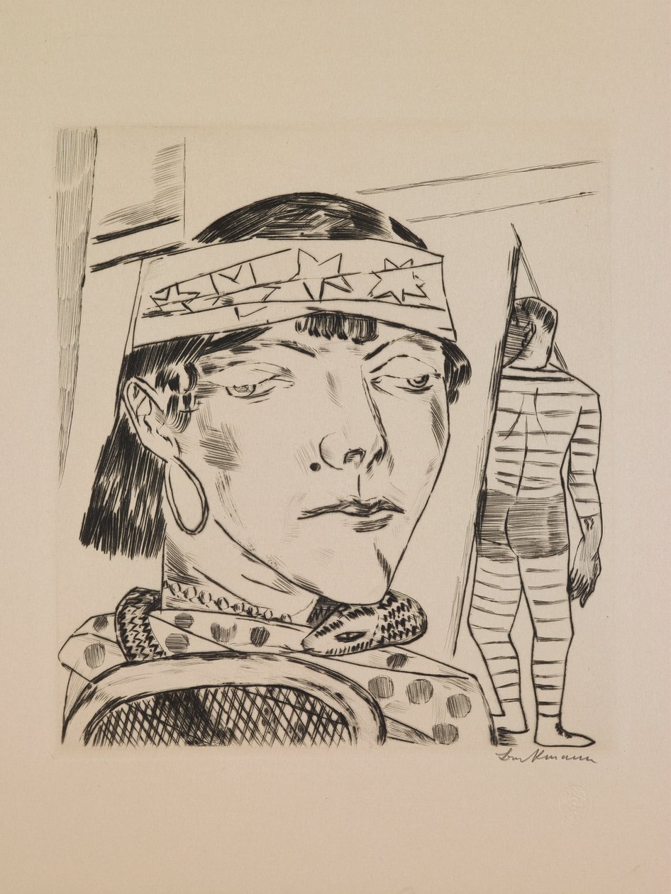 Snake Lady, talíř 10 z portfolia „Výroční veletrh“ od Max Beckmann