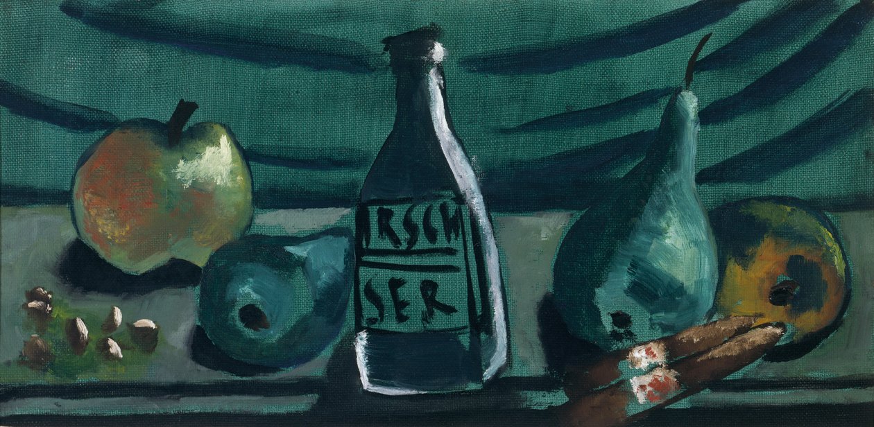 Zátiší s jablkem a hruškou (Zátiší s lahví třešňové pálenky) od Max Beckmann