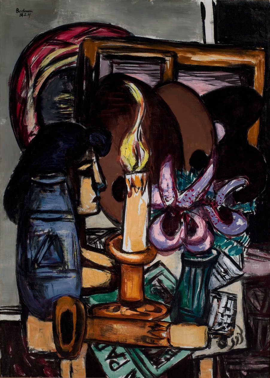 Zátiší se dvěma velkými svíčkami od Max Beckmann