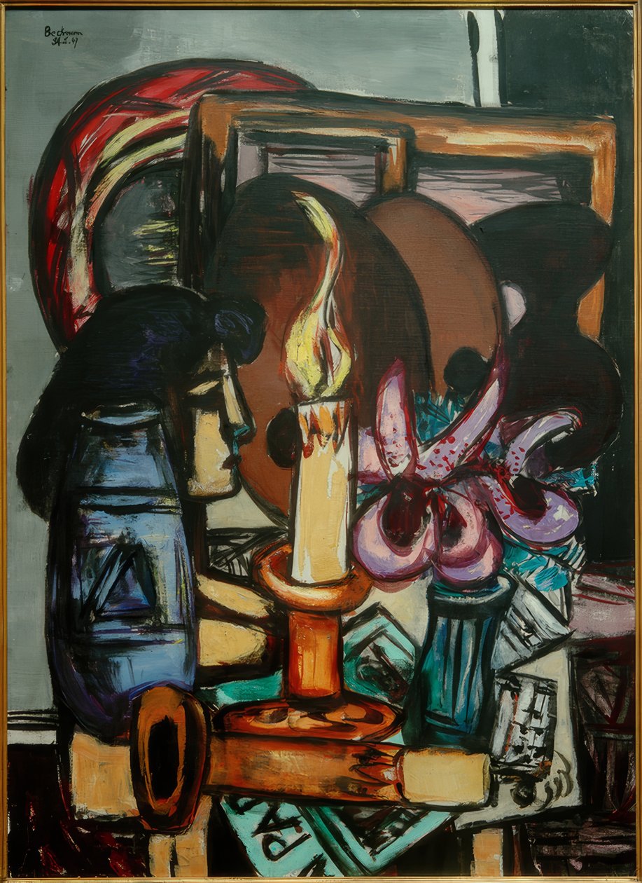 Zátiší se dvěma velkými svíčkami od Max Beckmann