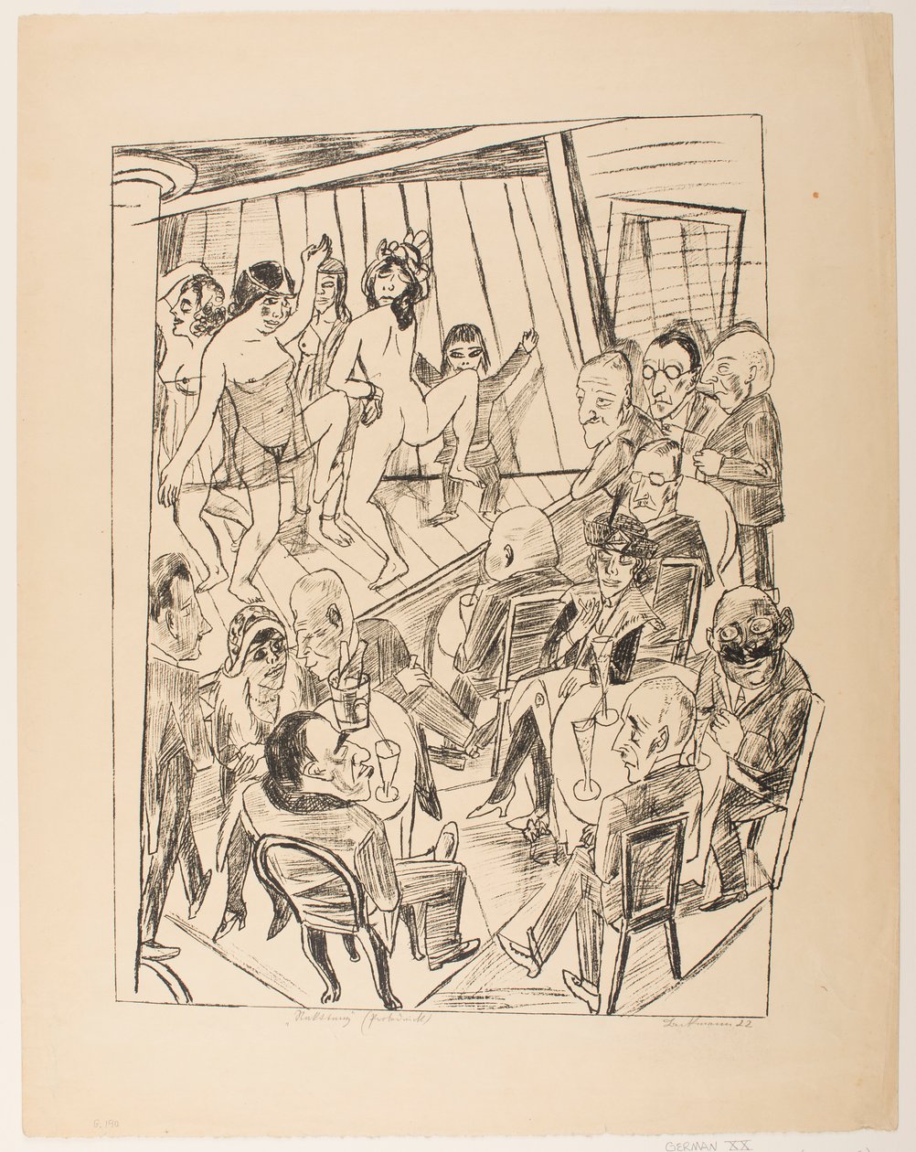 Striptýz, deska 4 ze série „Výlet do Berlína 1922“ od Max Beckmann