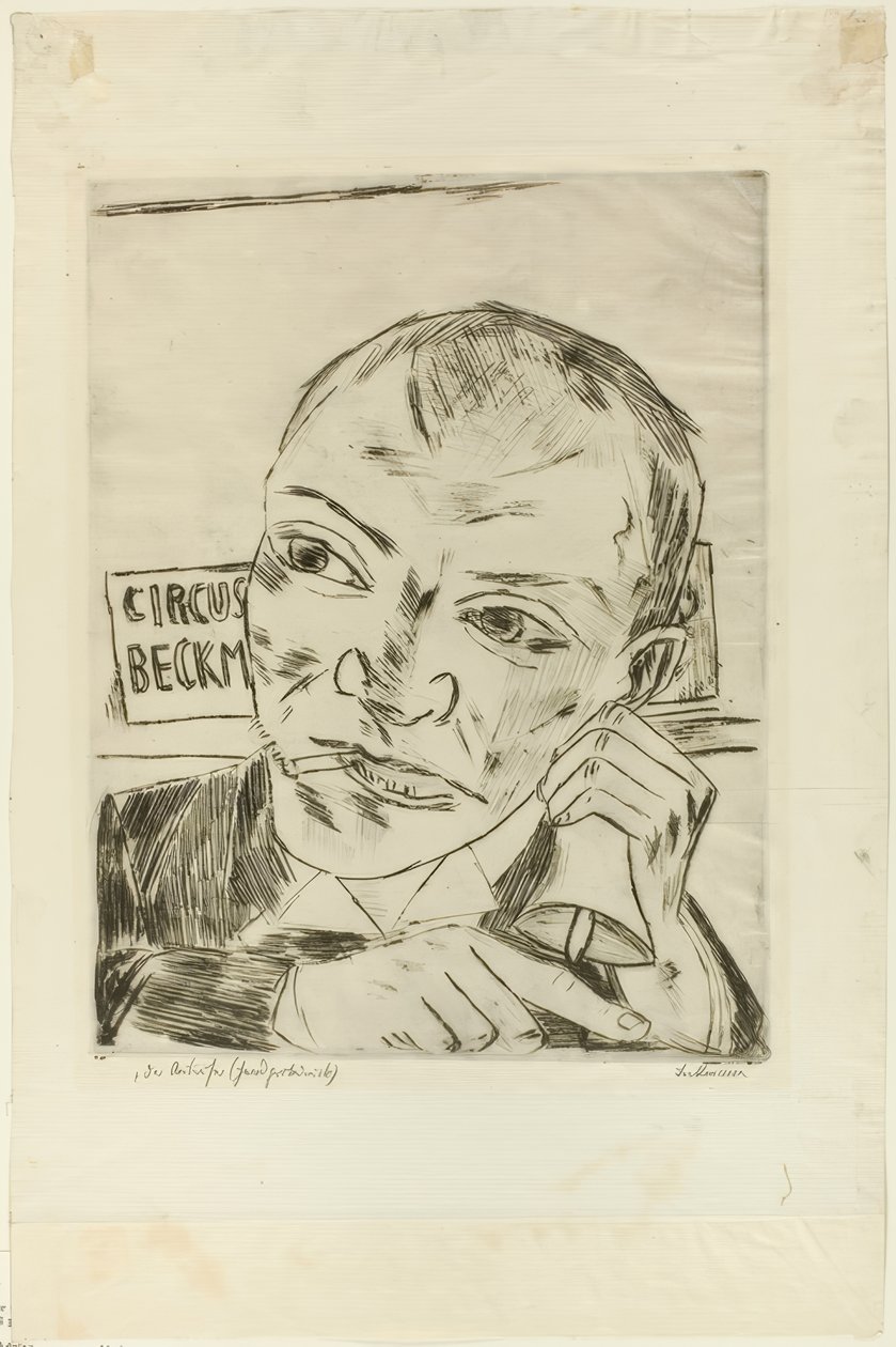 The Barker (Autoportrét), deska jedna z Der Jahrmarkt od Max Beckmann