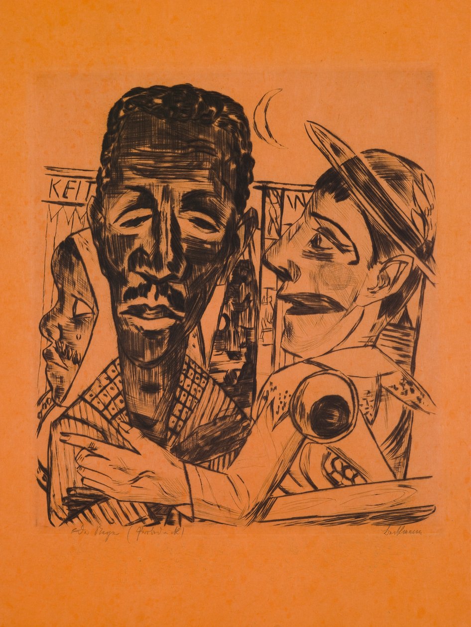 Černý muž, tabule 6 z portfolia „Výroční trh“ od Max Beckmann