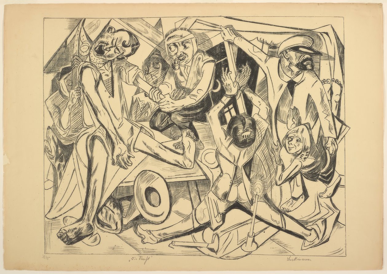 The Night, deska sedm z Die Hölle od Max Beckmann