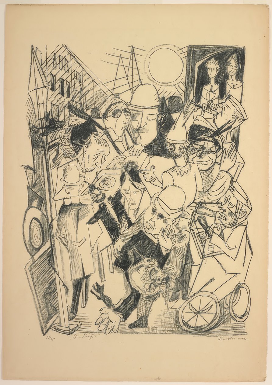 The Street, deska tři z Die Hölle od Max Beckmann
