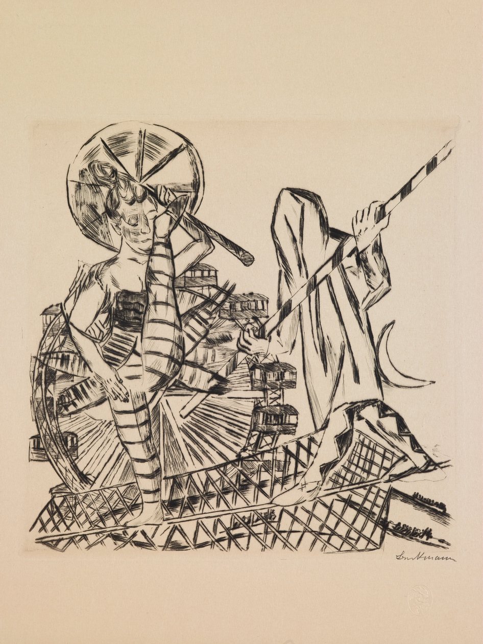 Provazochodci, deska 8 z portfolia „Výroční veletrh“ od Max Beckmann
