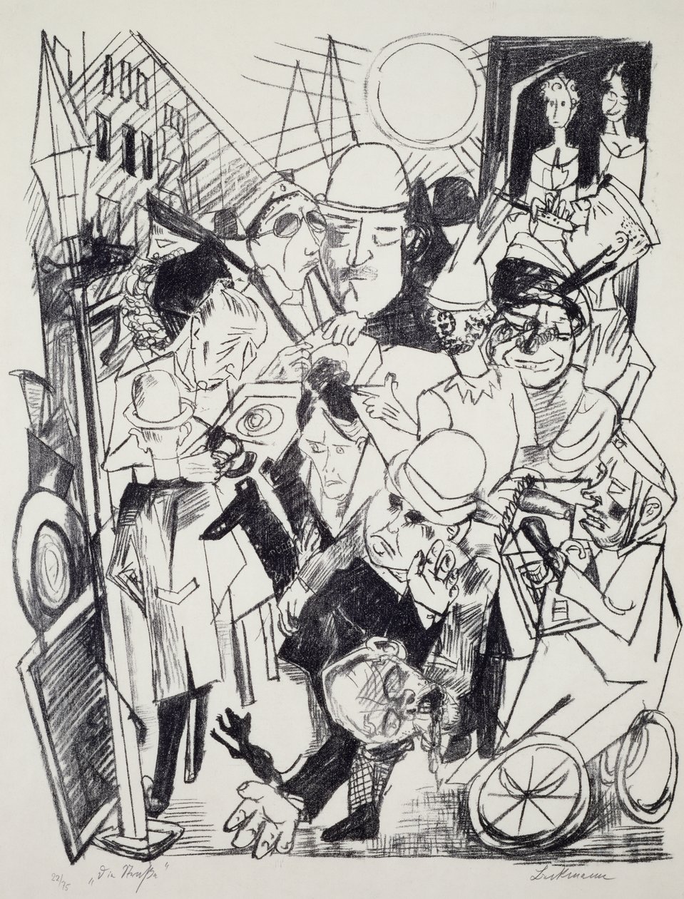 Ulice, od Maxe Beckmanna (1884-1950), rytina. Německo, 20. století. od Max Beckmann