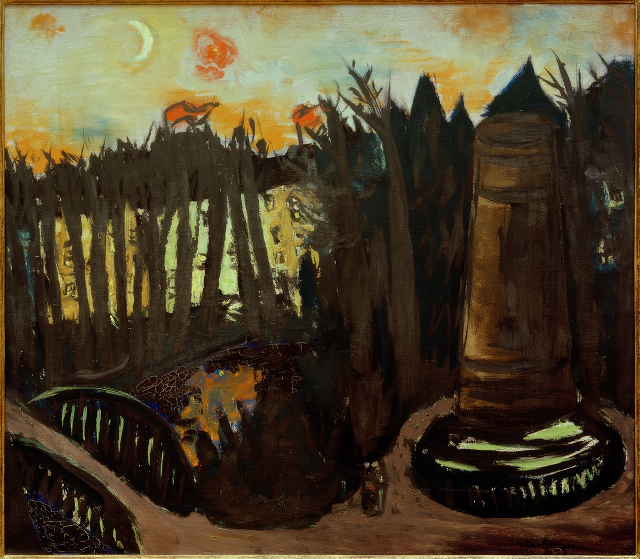 Tiergarten v noci s červenou oblohou od Max Beckmann