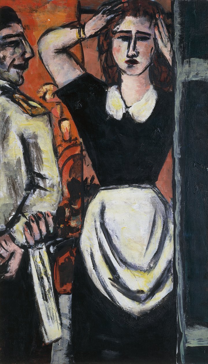 Číšník a obsluha šatny od Max Beckmann